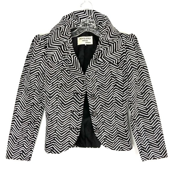 Vintage Monteverdi Couture Genova Luxury Silk Black & White Suit Sz 4 -2 - Picture 8 of 16